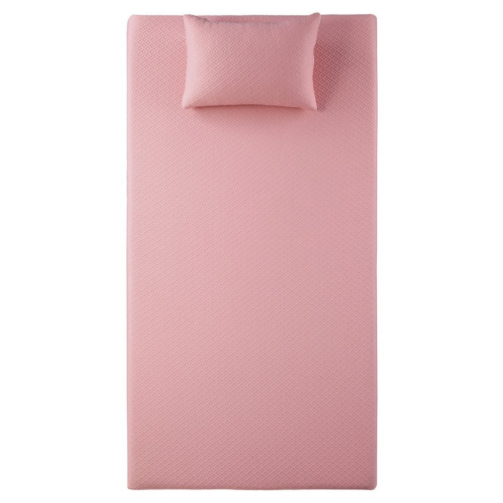 Fia Twin Mattress with 1 Pillow | Charcoal Gel Firm Memory Foam | Pink 7"