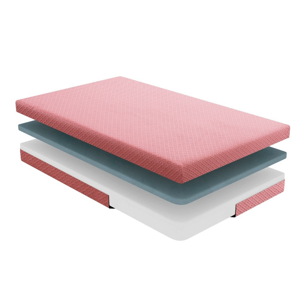 Fia Twin Mattress with 1 Pillow | Charcoal Gel Firm Memory Foam | Pink 7"
