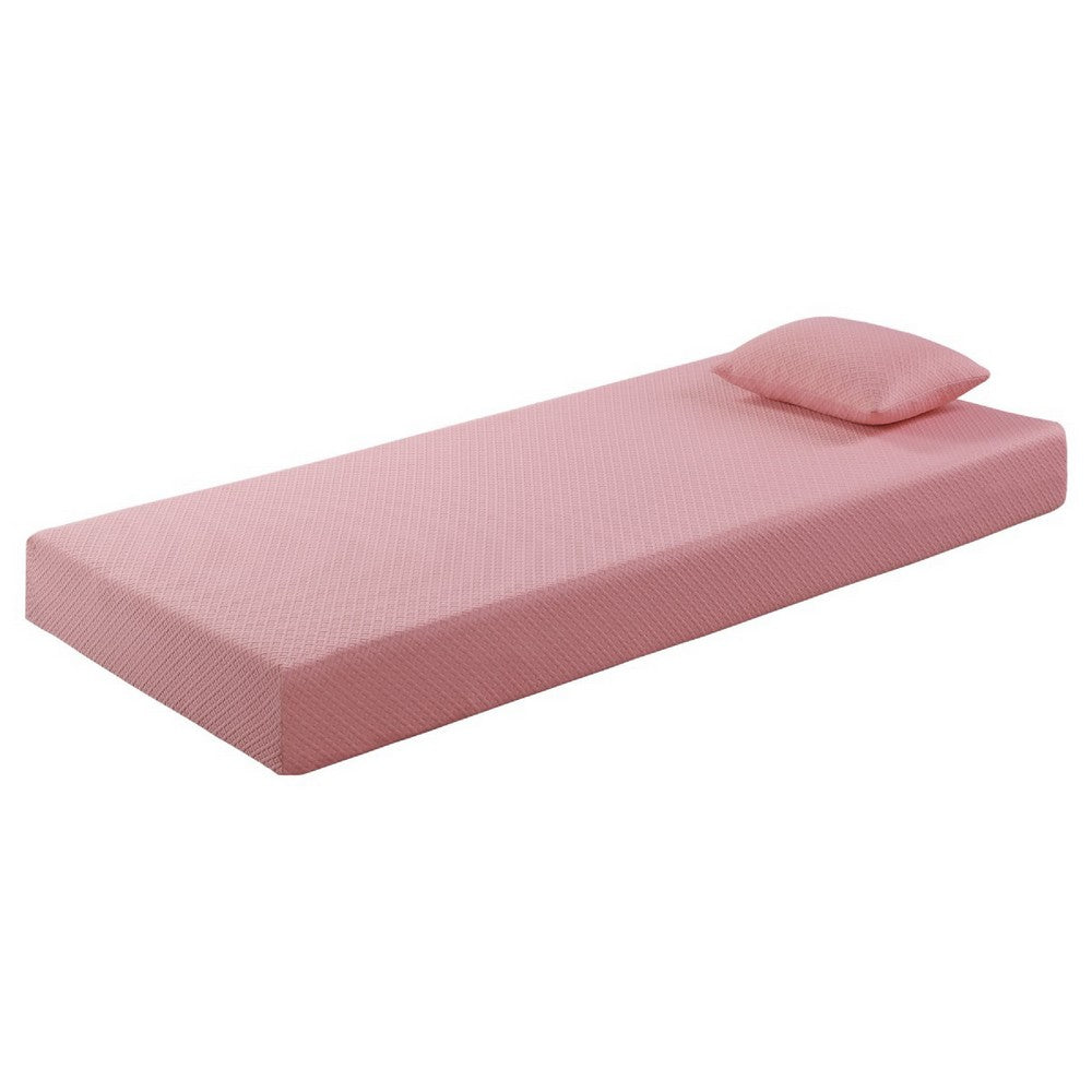 Fia Twin Mattress with 1 Pillow | Charcoal Gel Firm Memory Foam | Pink 7"