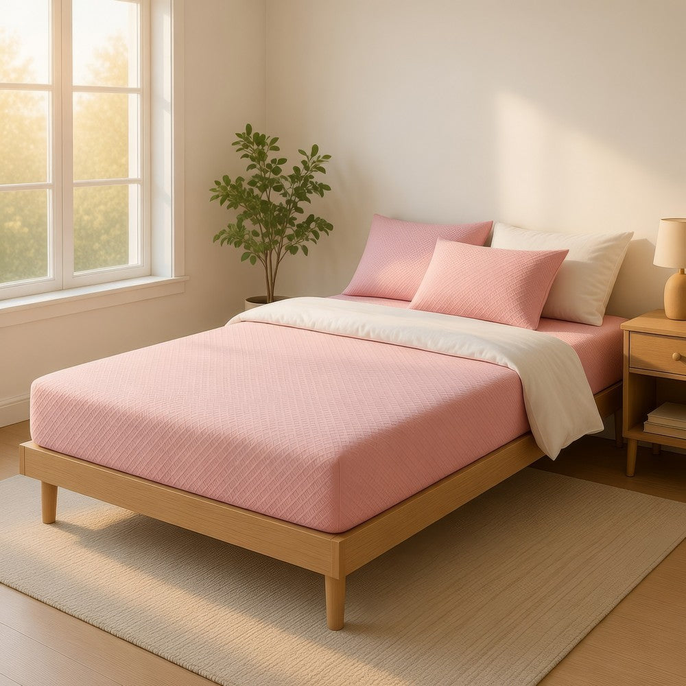 Fia Twin Mattress with 1 Pillow | Charcoal Gel Firm Memory Foam | Pink 7"