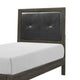 Din Twin Size Bed | Tufted Black Faux Leather Upholstery | Dark Gray