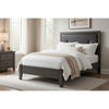 Din Twin Size Bed | Tufted Black Faux Leather Upholstery | Dark Gray
