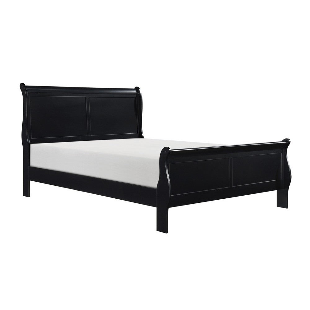 Vele Full Size Sleigh Bed | Louis Philippe Style | Burnished Black