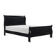 Vele Full Size Sleigh Bed | Louis Philippe Style | Burnished Black