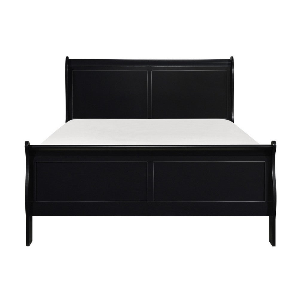 Vele Full Size Sleigh Bed | Louis Philippe Style | Burnished Black