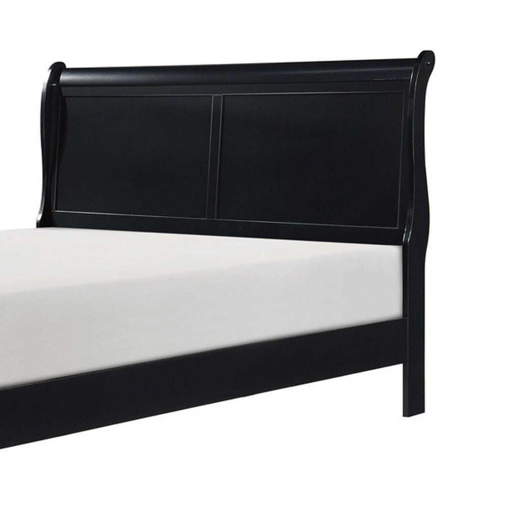 Vele Full Size Sleigh Bed | Louis Philippe Style | Burnished Black