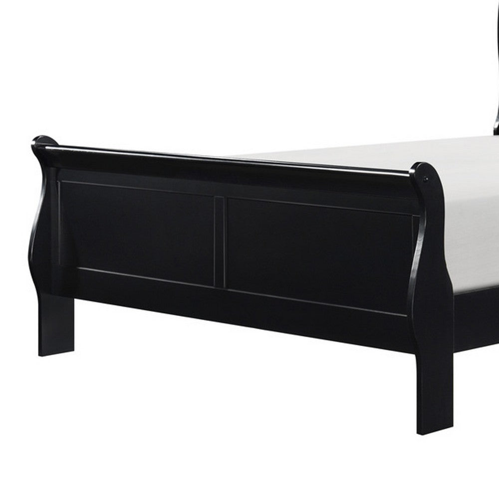 Vele Full Size Sleigh Bed | Louis Philippe Style | Burnished Black