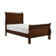 Vele Twin Size Sleigh Bed | Louis Philippe Style | Cherry Brown Finish