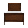 Vele Twin Size Sleigh Bed | Louis Philippe Style | Cherry Brown Finish