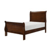 Vele Twin Size Sleigh Bed | Louis Philippe Style | Cherry Brown Finish