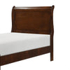 Vele Twin Size Sleigh Bed | Louis Philippe Style | Cherry Brown Finish