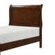 Vele Twin Size Sleigh Bed | Louis Philippe Style | Cherry Brown Finish