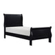 Vele Twin Size Sleigh Bed | Louis Philippe Style | Burnished Black