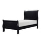 Vele Twin Size Sleigh Bed | Louis Philippe Style | Burnished Black