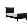 Vele Twin Size Sleigh Bed | Louis Philippe Style | Burnished Black