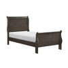 Vele Twin Size Sleigh Bed | Classic Louis Philippe Style | Stained Gray