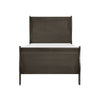 Vele Twin Size Sleigh Bed | Classic Louis Philippe Style | Stained Gray