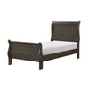 Vele Twin Size Sleigh Bed | Classic Louis Philippe Style | Stained Gray