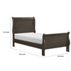 Vele Twin Size Sleigh Bed | Classic Louis Philippe Style | Stained Gray