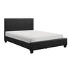 Renz Full Size Bed with Modern Block Panel | Black Faux Leather Upholstery