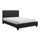 Renz Full Size Bed with Modern Block Panel | Black Faux Leather Upholstery
