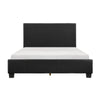 Renz Full Size Bed with Modern Block Panel | Black Faux Leather Upholstery