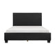 Renz Full Size Bed with Modern Block Panel | Black Faux Leather Upholstery