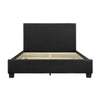 Renz Full Size Bed with Modern Block Panel | Black Faux Leather Upholstery