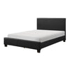 Renz Full Size Bed with Modern Block Panel | Black Faux Leather Upholstery