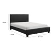 Renz Full Size Bed with Modern Block Panel | Black Faux Leather Upholstery