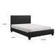 Renz Full Size Bed with Modern Block Panel | Black Faux Leather Upholstery