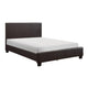 Renz Full Size Bed | Modern Block Panel | Dark Brown Faux Leather Upholstery