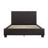 Renz Full Size Bed | Modern Block Panel | Dark Brown Faux Leather Upholstery