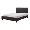 Renz Full Size Bed | Modern Block Panel | Dark Brown Faux Leather Upholstery