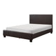 Renz Full Size Bed | Modern Block Panel | Dark Brown Faux Leather Upholstery