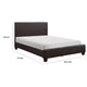 Renz Full Size Bed | Modern Block Panel | Dark Brown Faux Leather Upholstery