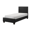 Renz Twin Size Bed with Modern Block Panel | Black Faux Leather Upholstery