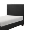 Renz Twin Size Bed with Modern Block Panel | Black Faux Leather Upholstery