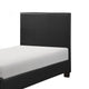 Renz Twin Size Bed with Modern Block Panel | Black Faux Leather Upholstery