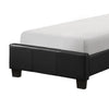 Renz Twin Size Bed with Modern Block Panel | Black Faux Leather Upholstery