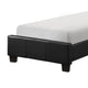 Renz Twin Size Bed with Modern Block Panel | Black Faux Leather Upholstery