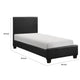 Renz Twin Size Bed with Modern Block Panel | Black Faux Leather Upholstery
