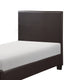 Renz Twin Size Bed | Modern Block Panel | Dark Brown Faux Leather Upholstery