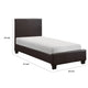 Renz Twin Size Bed | Modern Block Panel | Dark Brown Faux Leather Upholstery