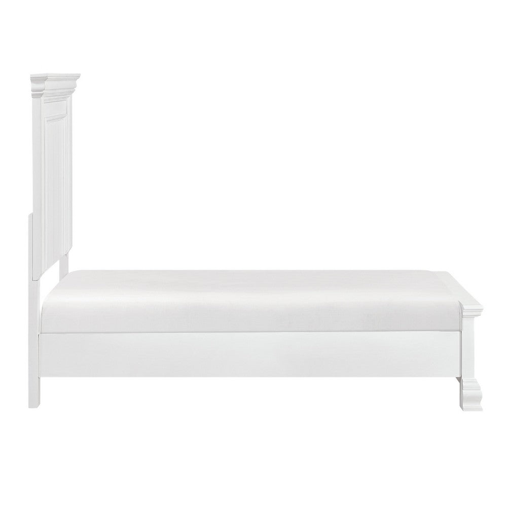 Jena Twin Size Bed | Paneled Frame Moldings | Modern Farmhouse White