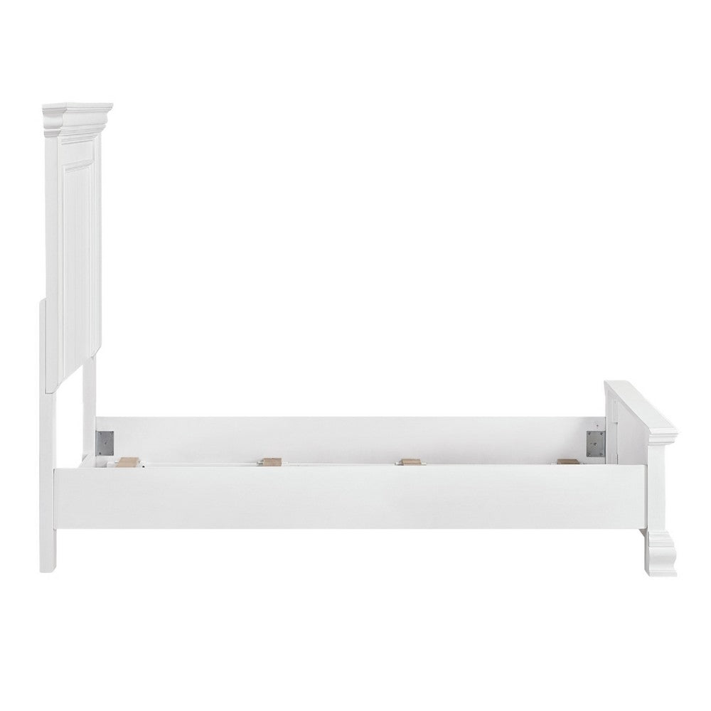 Jena Twin Size Bed | Paneled Frame Moldings | Modern Farmhouse White