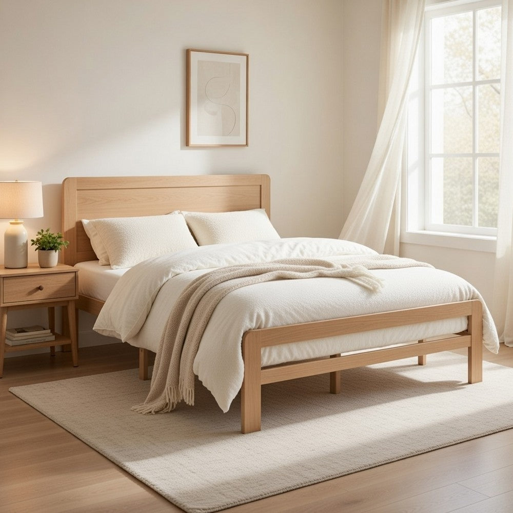 Cary Full Size Platform Bed | Original Scandinavian Style Natural Brown