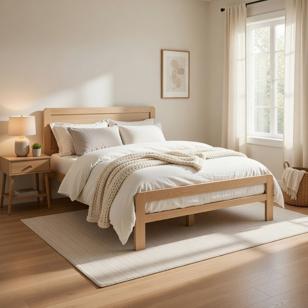 Cary Full Size Platform Bed | Original Scandinavian Style Natural Brown