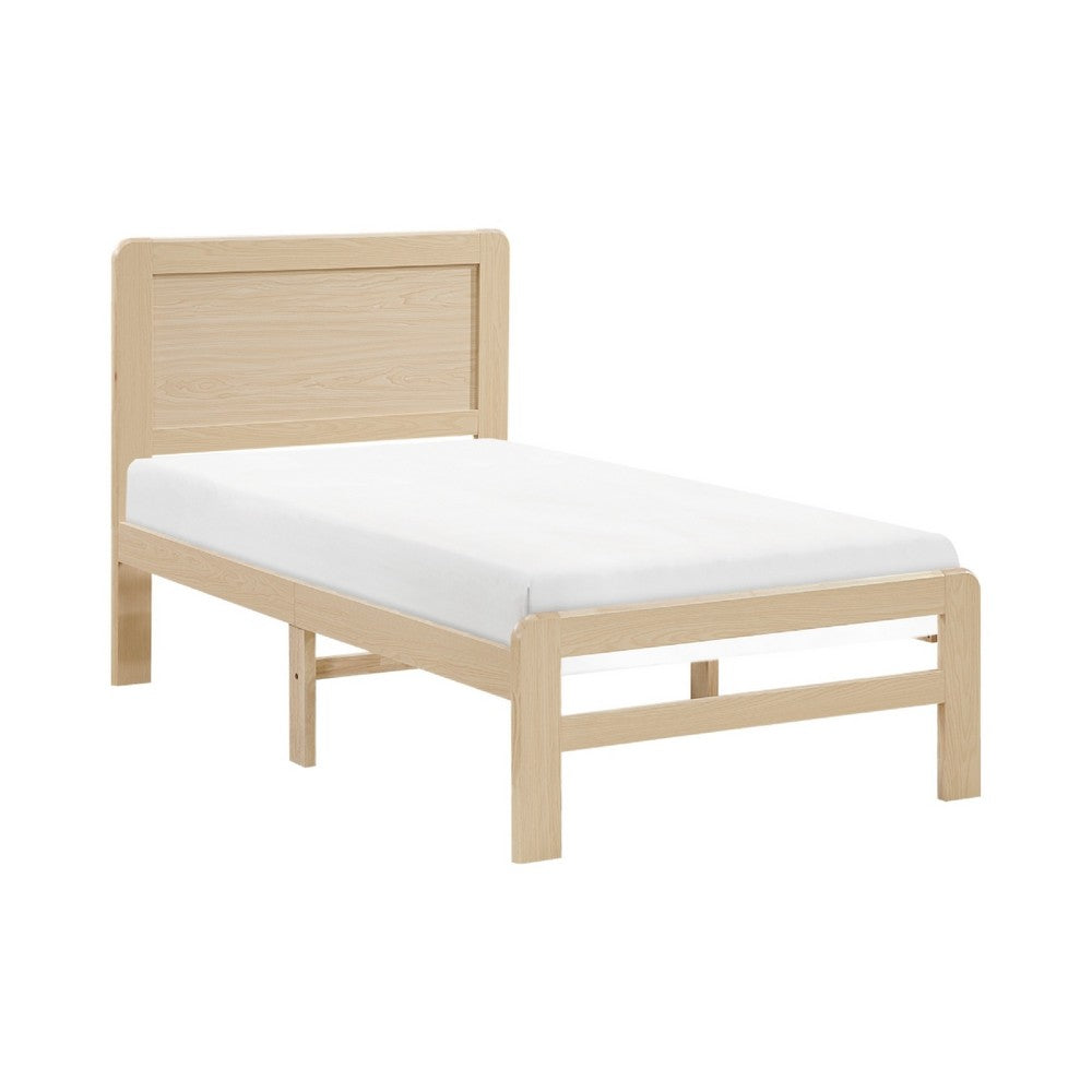 Cary Twin Size Platform Bed | Original Scandinavian Style Natural Brown