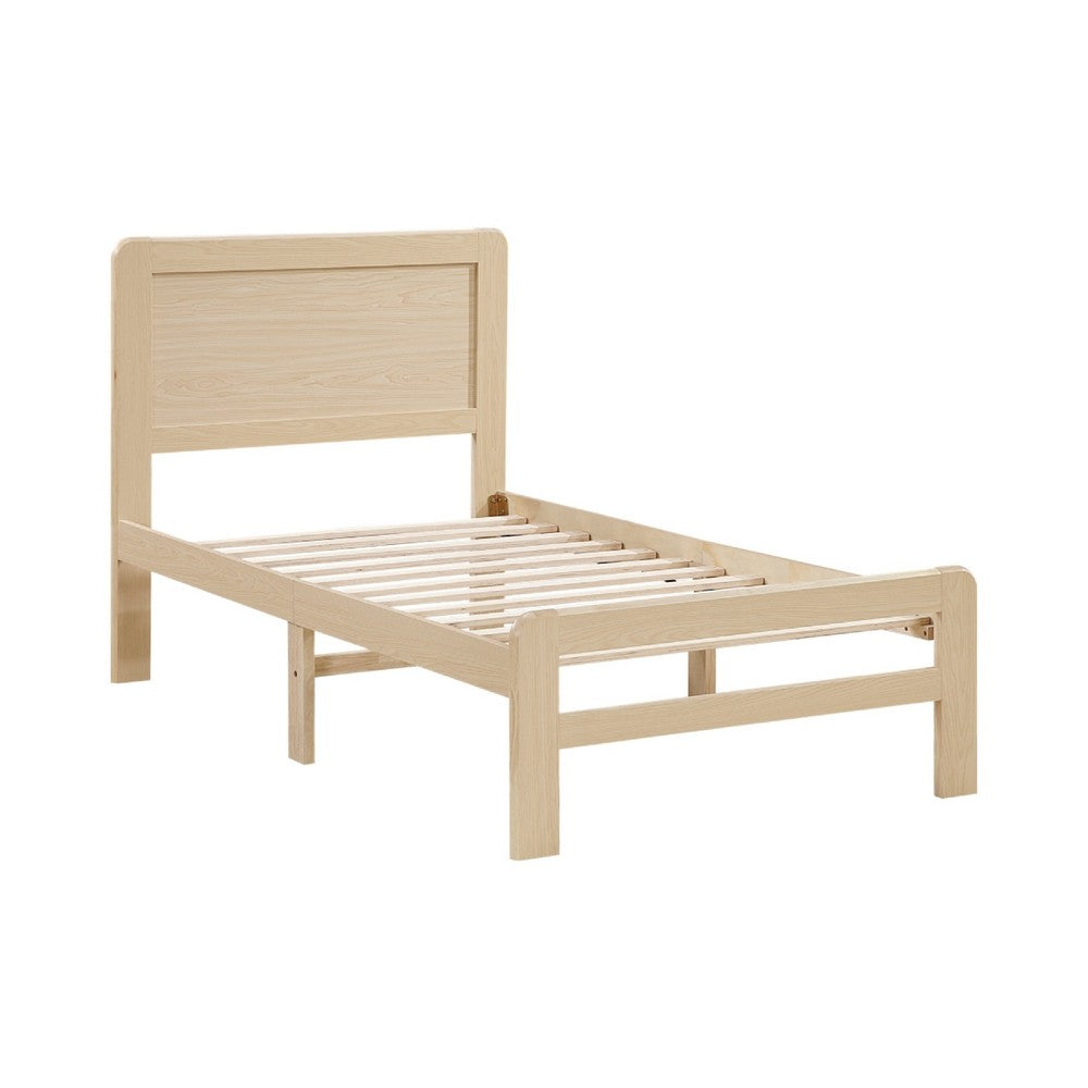 Cary Twin Size Platform Bed | Original Scandinavian Style Natural Brown
